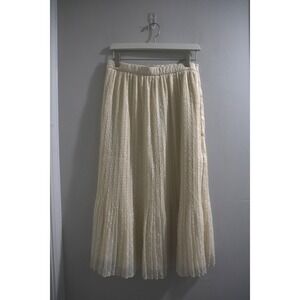 Lulus Women's Maxi Skirt Pleated Ivory‎ Party Skirt with Polka Dots New